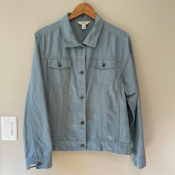 L.L. Bean Linen Blend Trucker Jacket Size XL Women Casual Vacation Classic - Picture 1 of 9